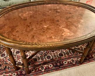 Oval Vntg Burl wood coffee table $145
43”x29”x 18 h