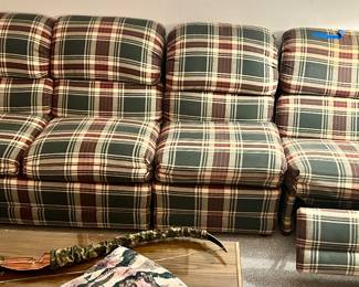 4 section sofa set w/ end recliner as separate piece 114”w x 38”d x 18.5” floor to seat $250