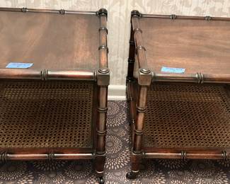 Vintage bamboo style 2 tier end tables 18x16” $95 ea