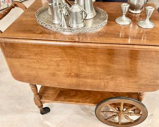 Vintage solid wood tea cart w/ wheels $145