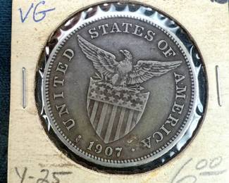 1907 United StatesPhilippines One Peso silver coin