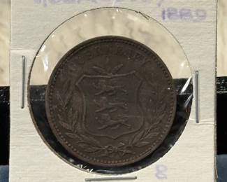 1889 Guernsey 8 Doubles coin