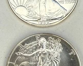 US Mint American Eagle Silver Dollars 1988 And 1993 