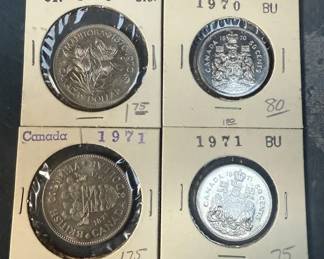 1971 1972 Canadian CoinsDollar  Half Dollar 