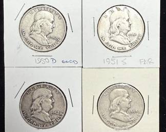 Franklin Half Dollar coins 1950s