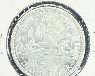 1965 Canadian silver dollar in Brilliant Uncirculated Condition