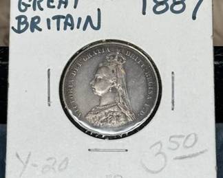 Great Britain 1887 Victoria silver coin