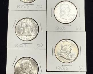 Franklin Half Dollar coins 1960s