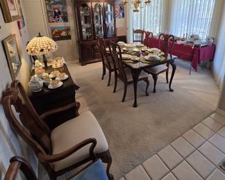 Formal Dining Table Including 1 Armchair/5 Side Chairs/2 Leaves
