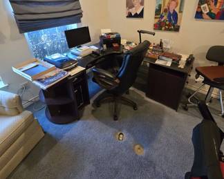 Office Desk and Leather Chair