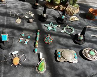 STERLING SILVER AND TURQUOISE JEWELRY