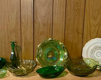 VINTAGE GREEN DEPRESSION GLASS