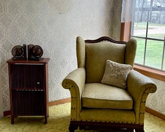 ANTIQUE CHAIR, ANTIQUE BOOKSTAND