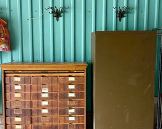 ANTIQUE LIBRARY CARD CATALOG, FILE CABINET