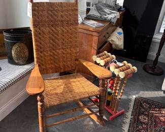 rush seat and woven back rocker