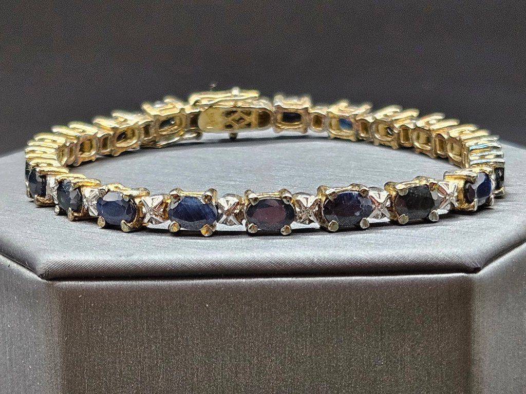 925 Silver w/ Sapphires & White Stones, TW 18.41g