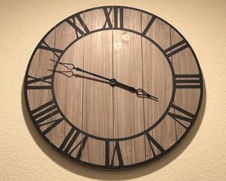 Large Wooden Wall Clock w/ Roman Numerals