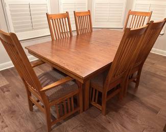 Wooden Mission-Style Dining Table & 6-Chairs