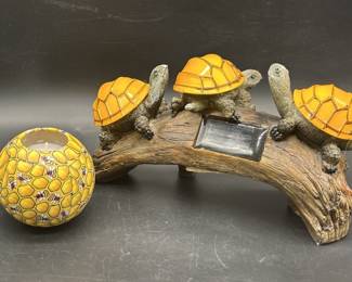 3-Turtles on a Log Figurine & Bees on Hive Candle
