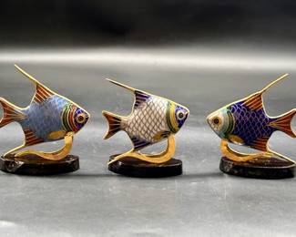 (3) Small Angel Fish Figurines on Stands