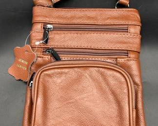 Brown Leather Travel Pouch w/ Neck Strap