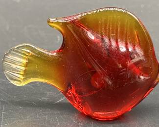 Amberina Glass Fish Figurine