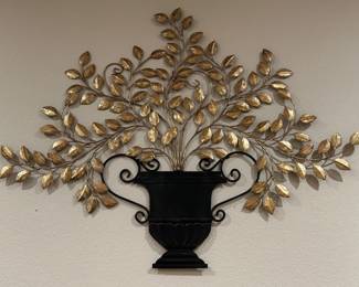 Urn w/ Gold Leaf Tree Wall Sculpture