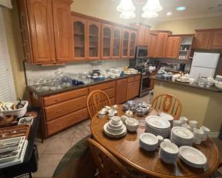 Dinnerware, cooking appliances, glassware, tools