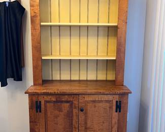 Tiger Maple Hutch (Stamped David T. Smith) This beautiful hutch will not go down to half off)
