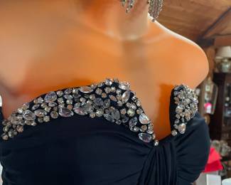 Gorgous formall full length gown, Navy with rhinestones.  $99 Very small