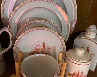 Spode His Majesty RARE nautical HUGE dish set.  Many rare and special extra serving pieces. Comes with beautiful storage containers.  $1999. firm Values at $5600