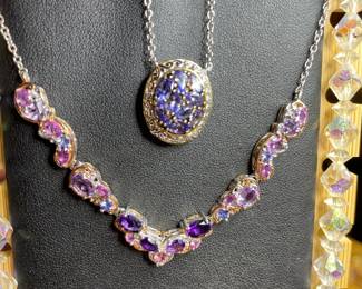 tanzanite and amethyst jewelry.  set in 925 sterling.