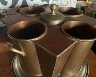 Mid Century wine cooler.  $250 FIRM. Solid brass (Ice goes in the inside)