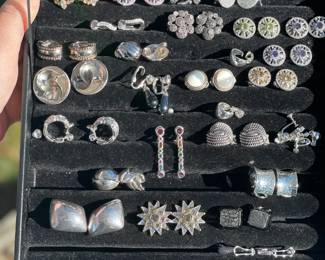 Tons of sterling CLIP earring.  30 to 50 depending on stones