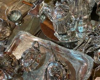 lots and lots of silver plate vintage pieces.