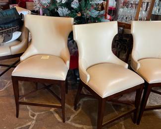 Addison Barstool (counter height) with Brass kickplate, Leather. Retail $1,400.  Selling all 4 in pristine condition for $1600.