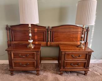 Thomasville, King headboard, two nightstands, one tall chest of drawers, and one dresser with a mirror. Price separately that definitely can be purchased together.!