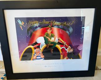 2017. Happy new year from Peter Pan. This is an authentic Disney cruise line framed picture with its certificate of authenticity.