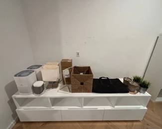 CB2 tv stand/ storage console, Design within Reach lamps and accessories, air purifiers and Sonos speaker