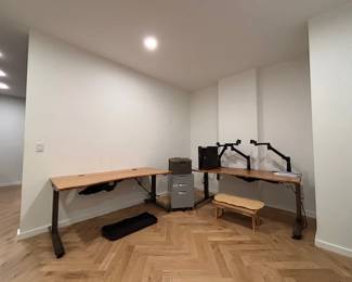 Desks and file cabinets