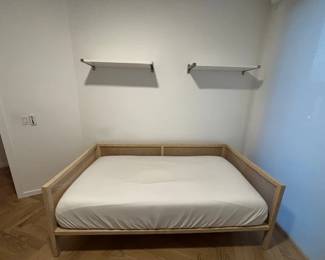 Twin rattan day bed, new mattress unused