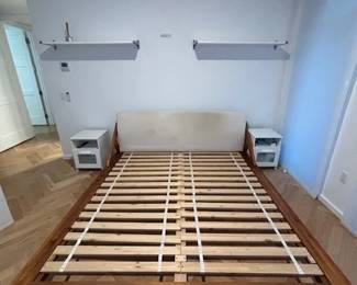 California King bed Design within Reach, Ikea rolling side tables