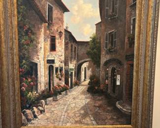 E. Dorthian Italian Street Scene Oil Painting