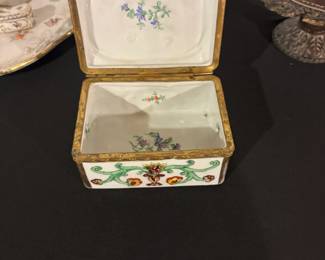 Porcelain Trinket Box with Gilt Bronze Mounts, possibly Samson or Dresden style