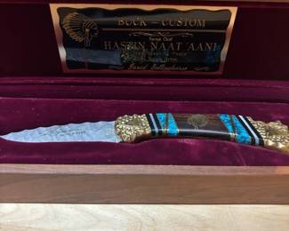 Custom Buck Knife by Hastings Naat aani  Navajo Artist