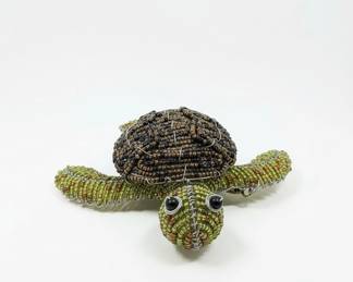 Beadworx by Grass Roots Handmade Beaded Sea Turtle Figurine second image