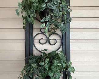 Arched Metal Wall Decor with Fittonia and Ivy Faux Plants