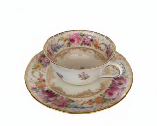 Dresden Handpainted Floral Porcelain Teacup and Saucer Set third image