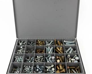 Vintage Durham Drawer Metal Parts Organizer Cabinet with Assorted Hardware sixth image