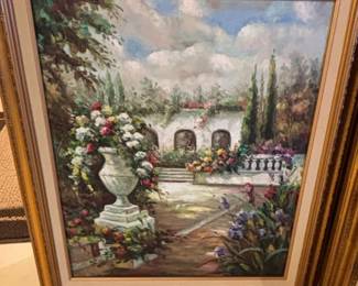 Mediterranean Garden Landscape Oil Painting